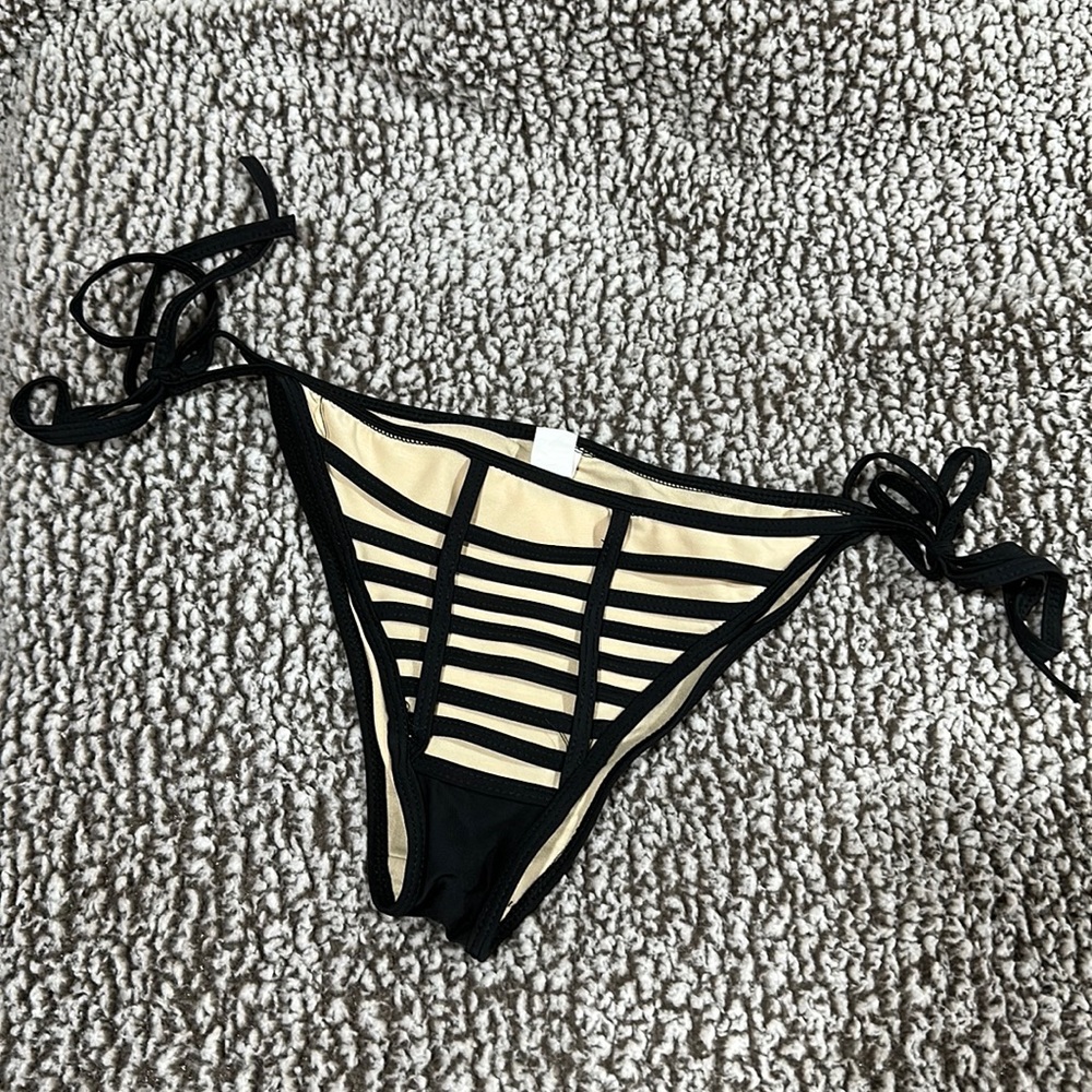 Black and Tan String Bikini Bottom